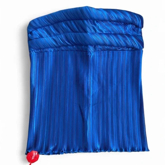 L’IDEE Vacances Plissé Strapless Top Blue 8 NWT - Picture 6 of 12